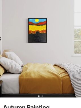 Abstract Autumn Landscape Wall Art - Yellow, Red & Blue